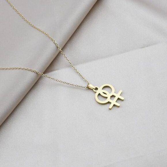 Interlocking Venus Symbol Necklace in Gold - Picture 5 of 5